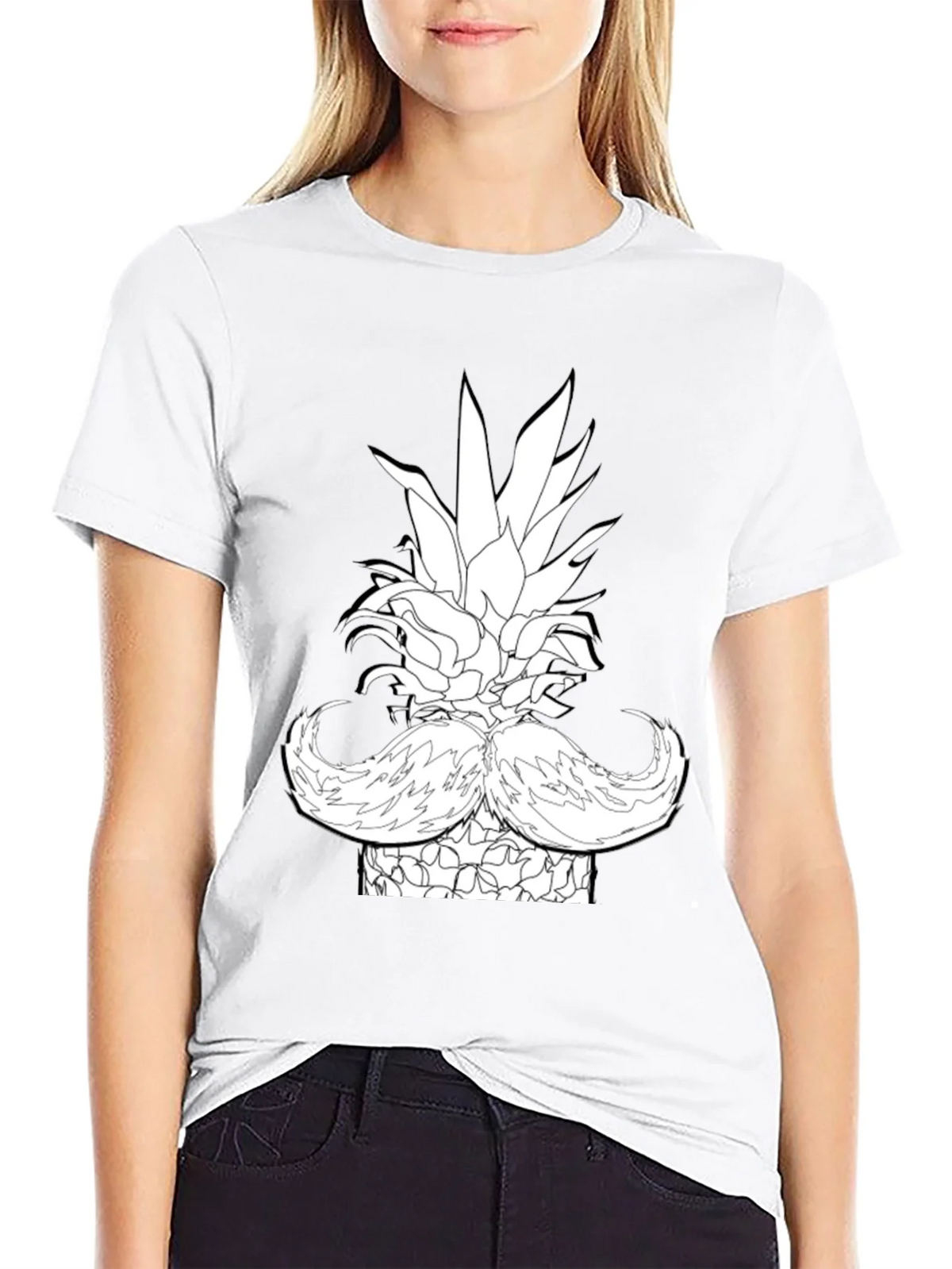 Pineapple Mustache Graphic T-Shirt - Black product image 8