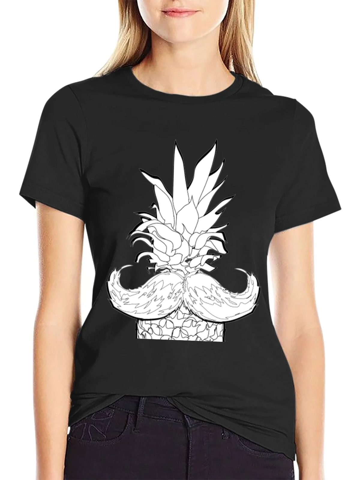 Pineapple Mustache Graphic T-Shirt - Black product image 3