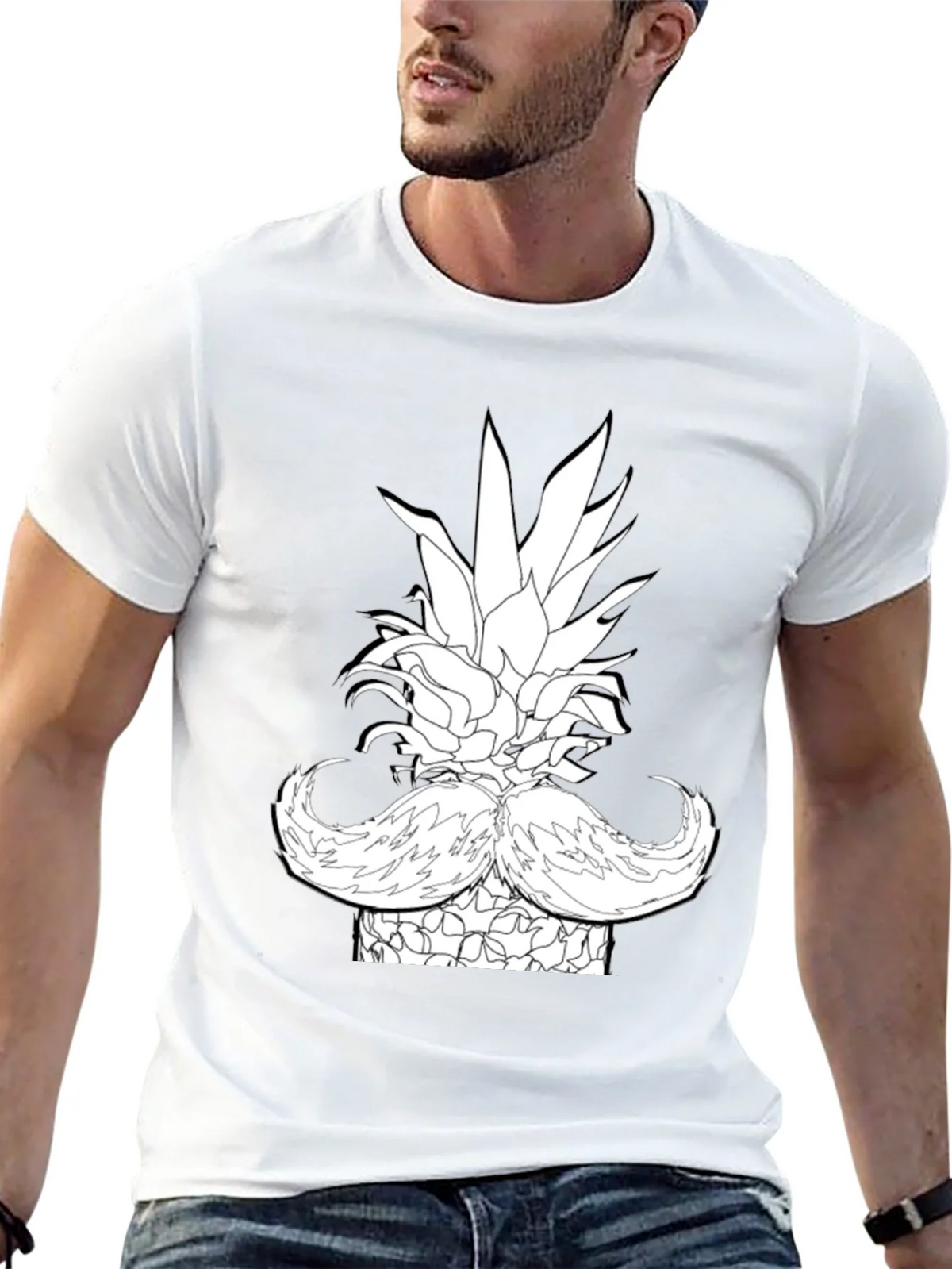 Pineapple Mustache Graphic T-Shirt - Black product image 2