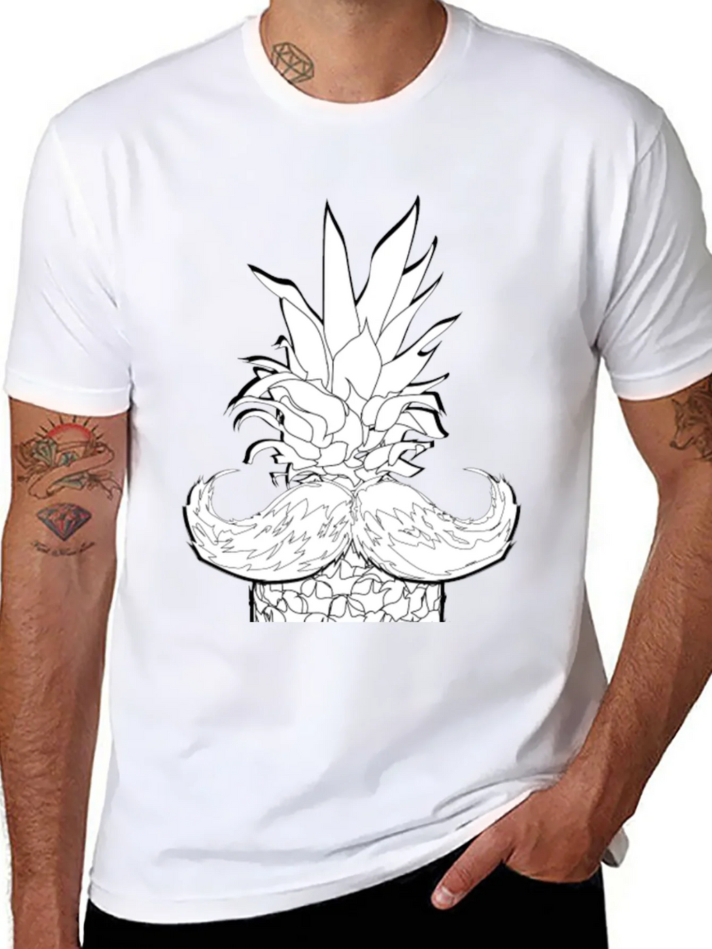 Pineapple Mustache Graphic T-Shirt - Black product image 7