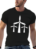 Wind Turbine Graphic Tee - Black Cotton T-Shirt product image 1