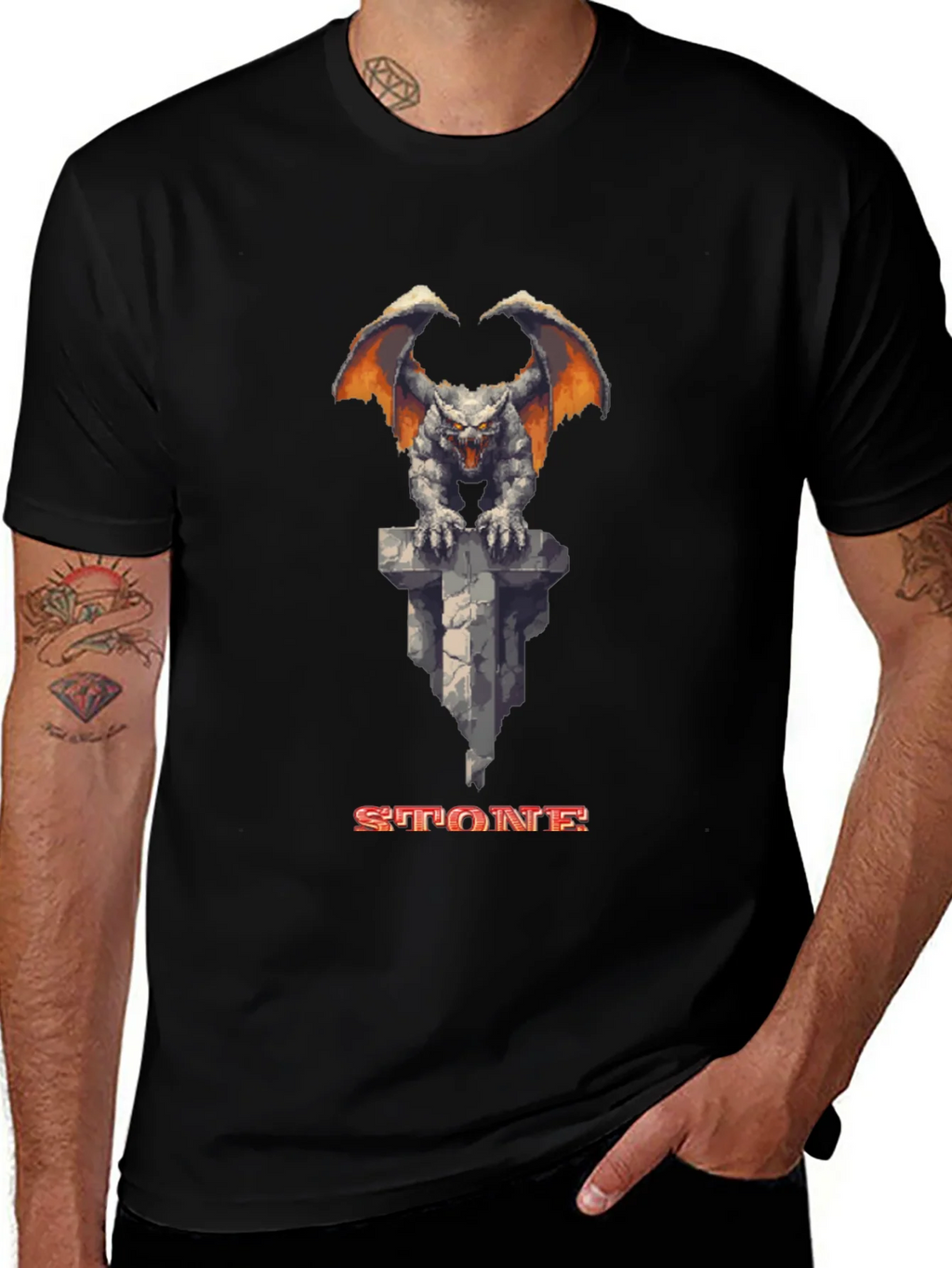 Stone Gargoyle Graphic Tee - Classic Gamer Style product image 1