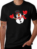 Festive Snowman Graphic T-Shirt - Black product image 1