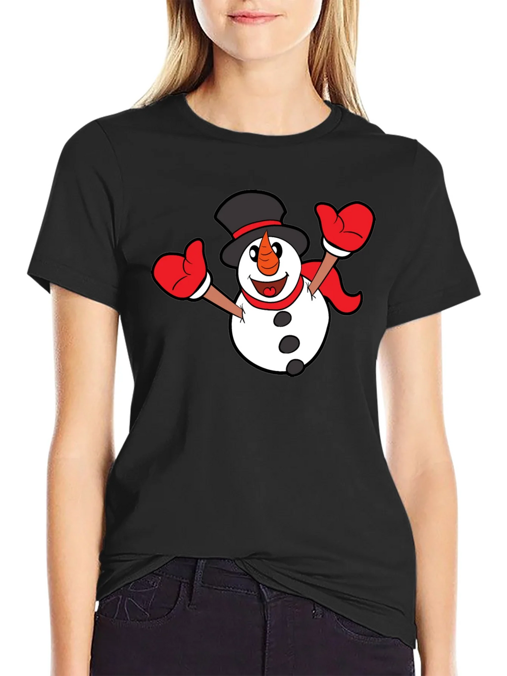 Festive Snowman Graphic T-Shirt - Black product image 5