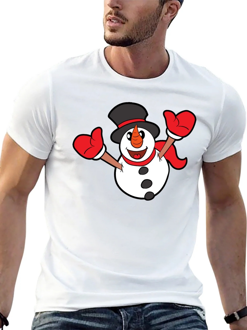 Festive Snowman Graphic T-Shirt - Black product image 4