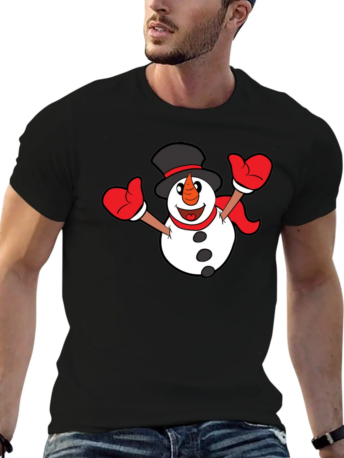 Festive Snowman Graphic T-Shirt - Black product image 8