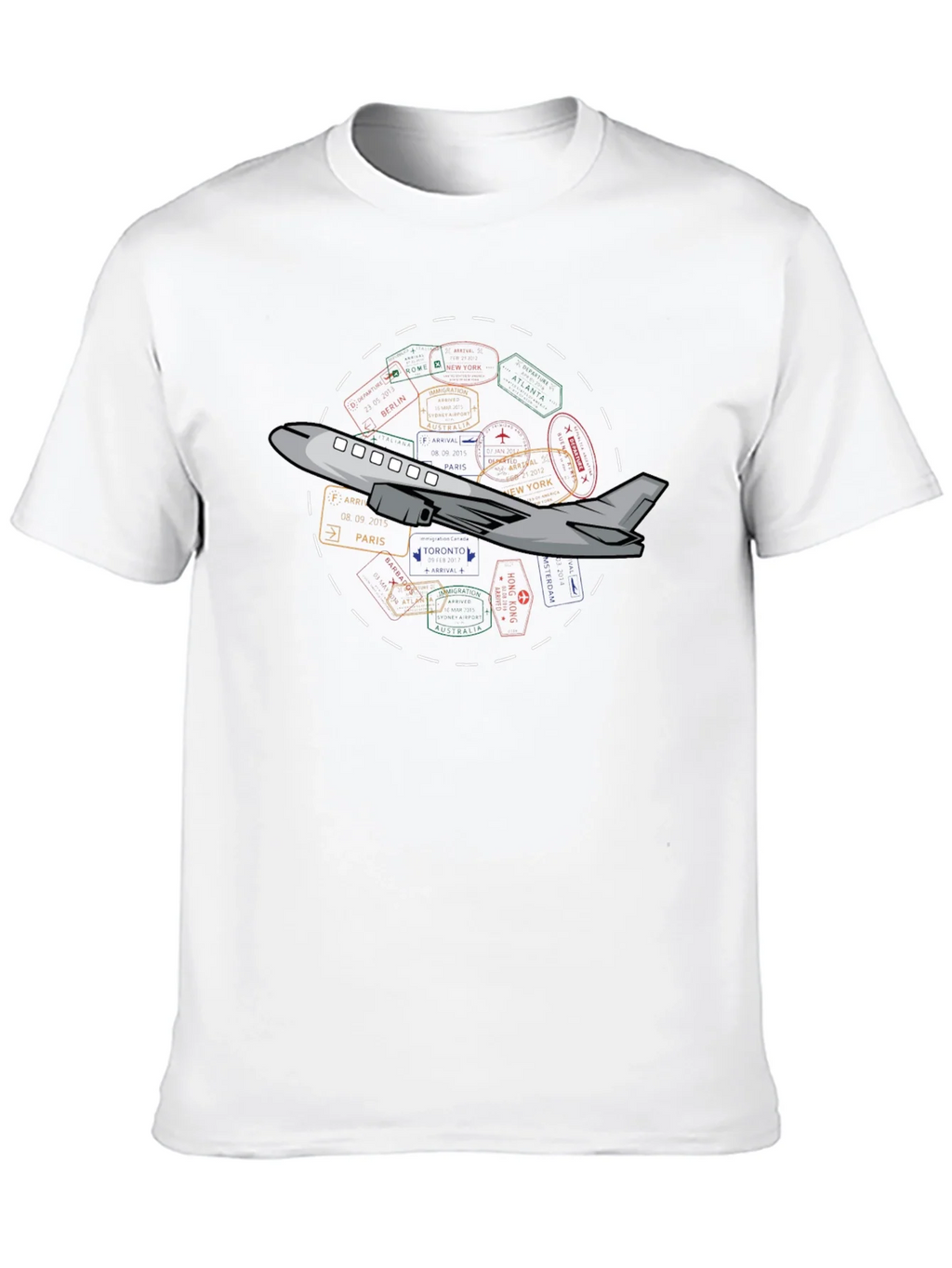 Passport Stamps Airplane Travel T-Shirt product image 12