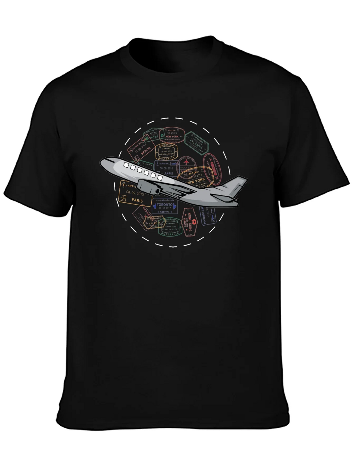 Passport Stamps Airplane Travel T-Shirt product image 6