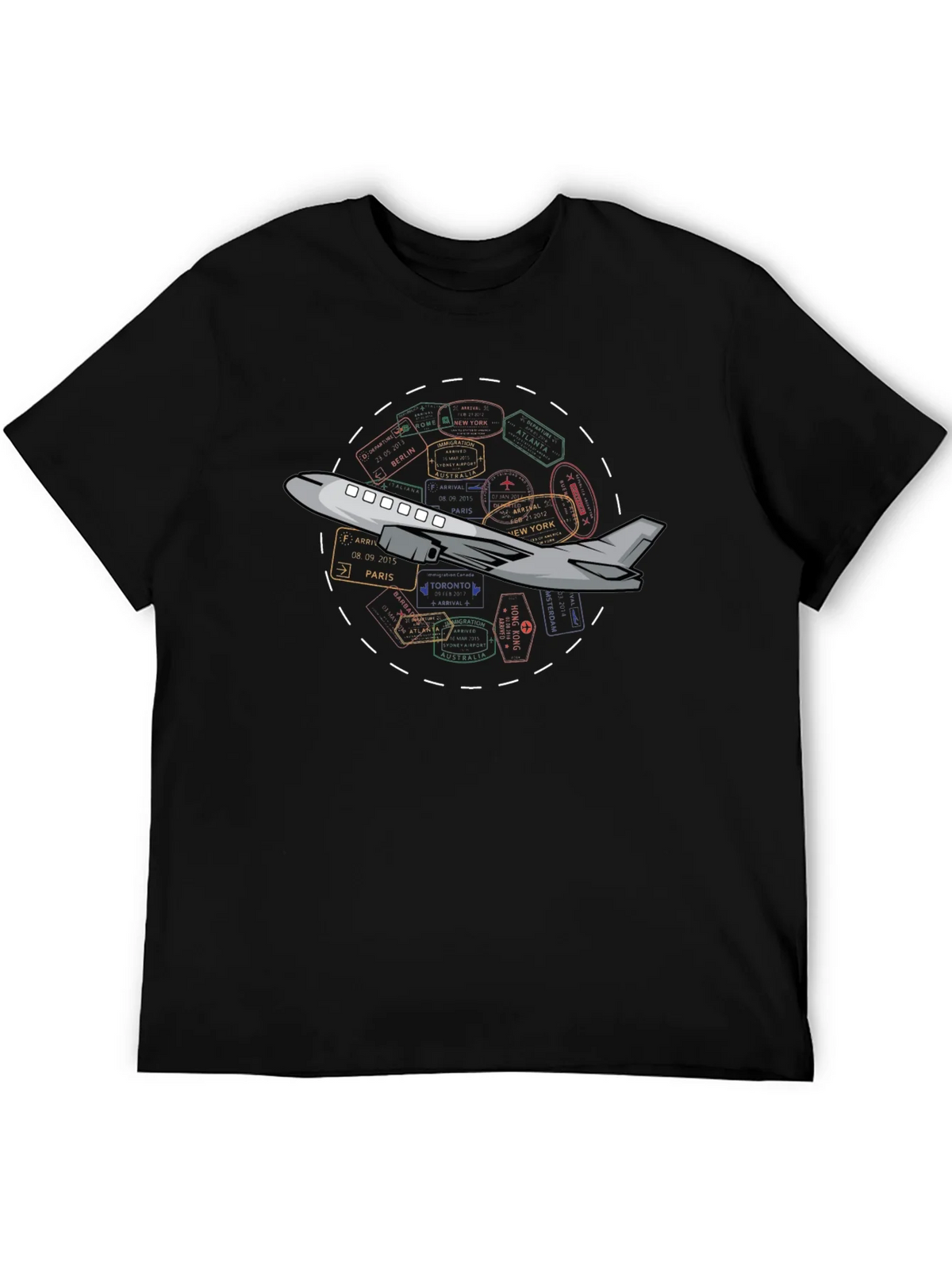 Passport Stamps Airplane Travel T-Shirt product image 8