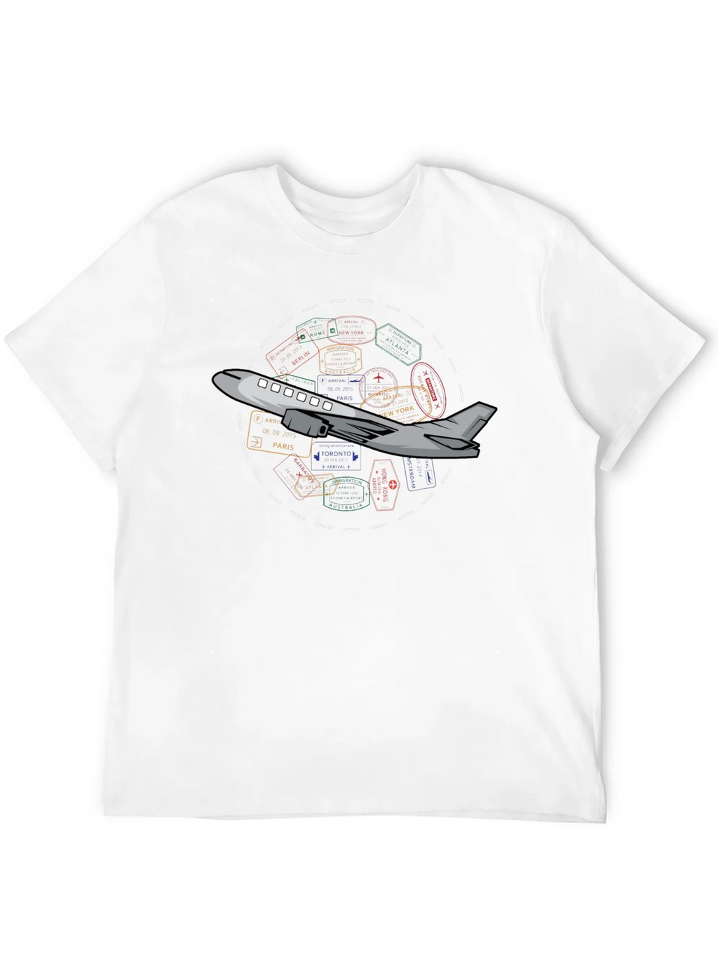 Passport Stamps Airplane Travel T-Shirt product image 3