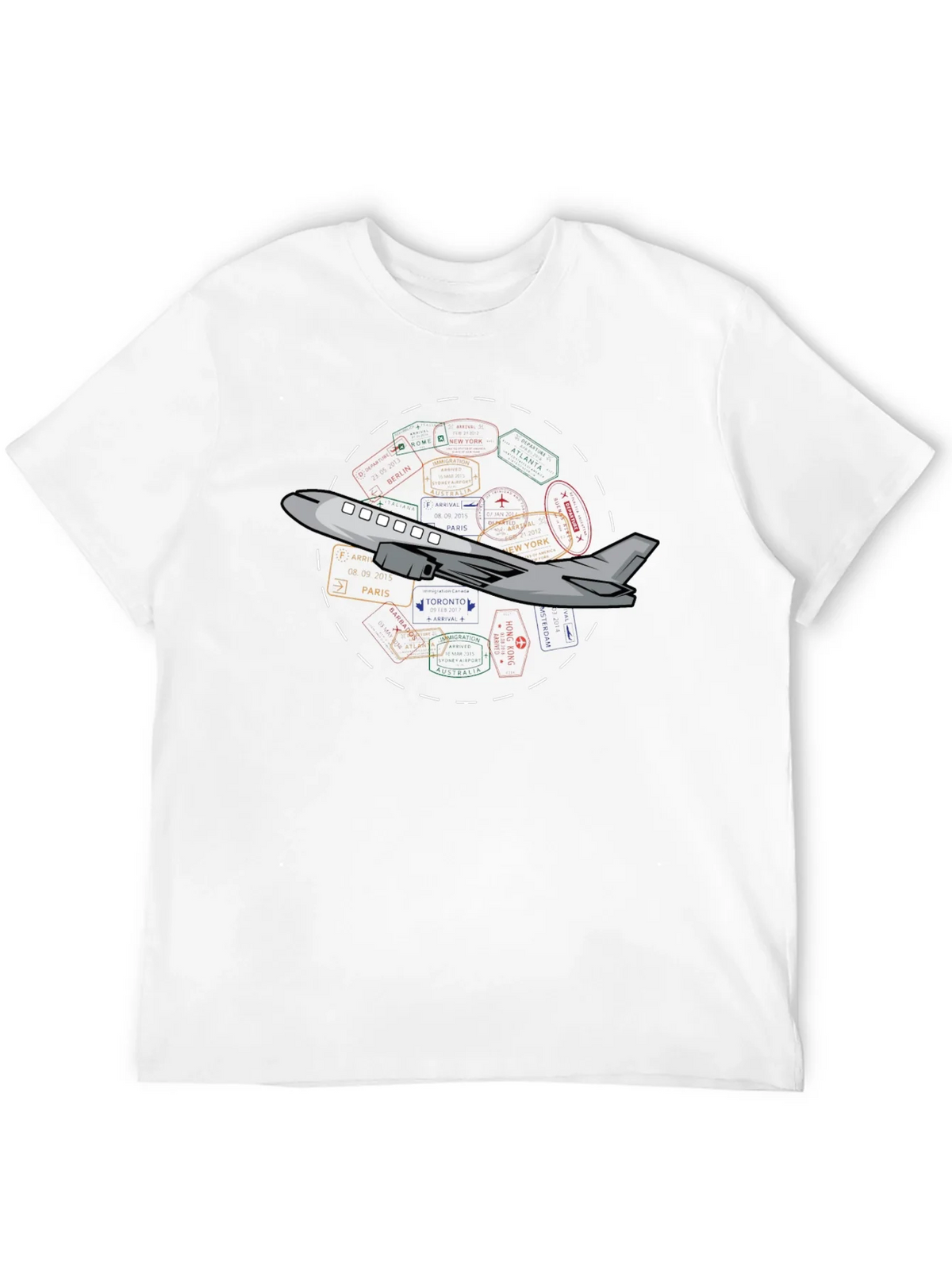 Passport Stamps Airplane Travel T-Shirt product image 3