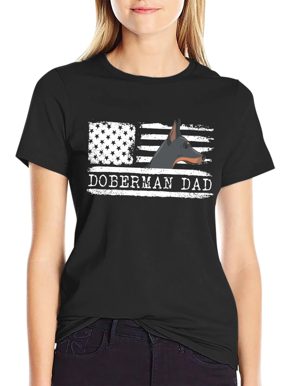 Doberman Dad T-Shirt - American Flag Dog Lover Tee product image 2