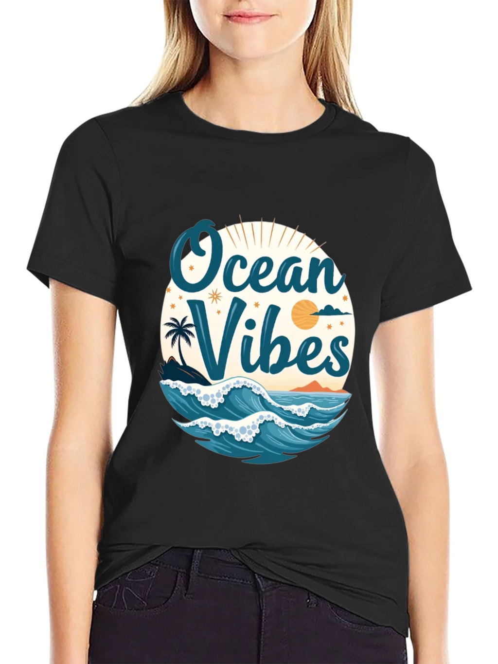 Ocean Vibes Black T-Shirt product image 5