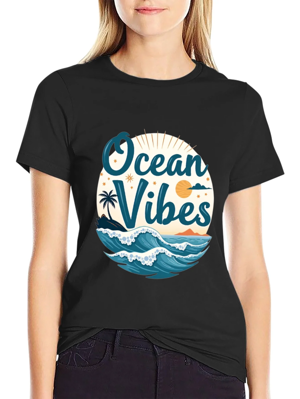 Ocean Vibes Black T-Shirt product image 5