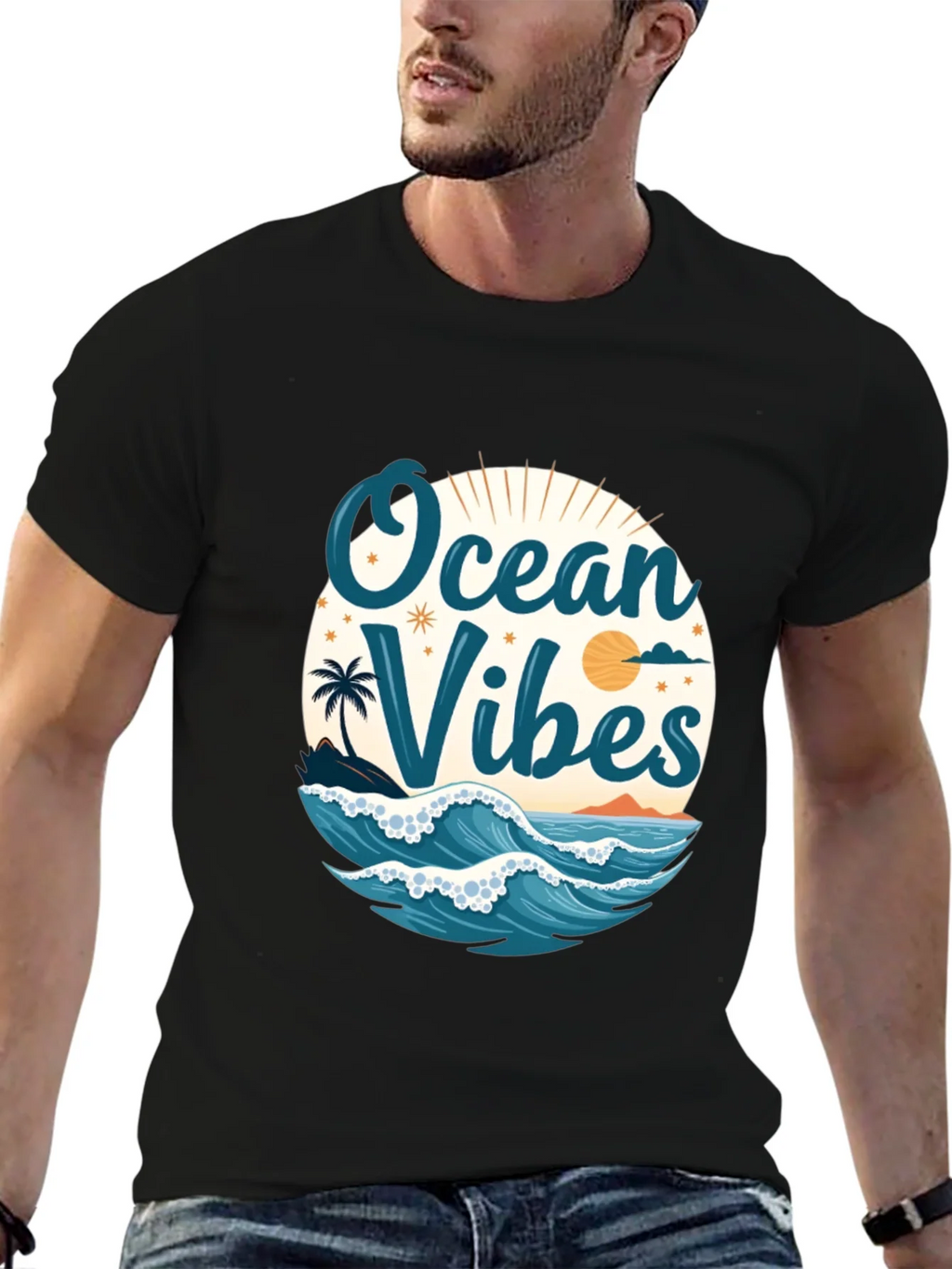 Ocean Vibes Black T-Shirt product image 9
