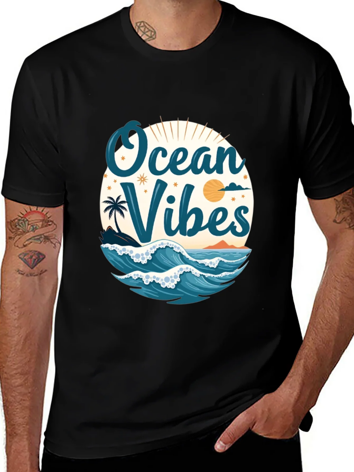 Ocean Vibes Black T-Shirt product image 1