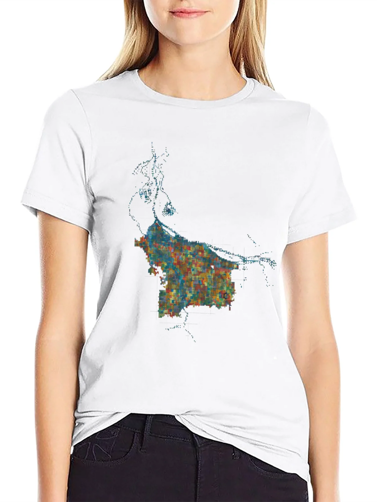 Abstract Cityscape Graphic Black T-Shirt product image 11