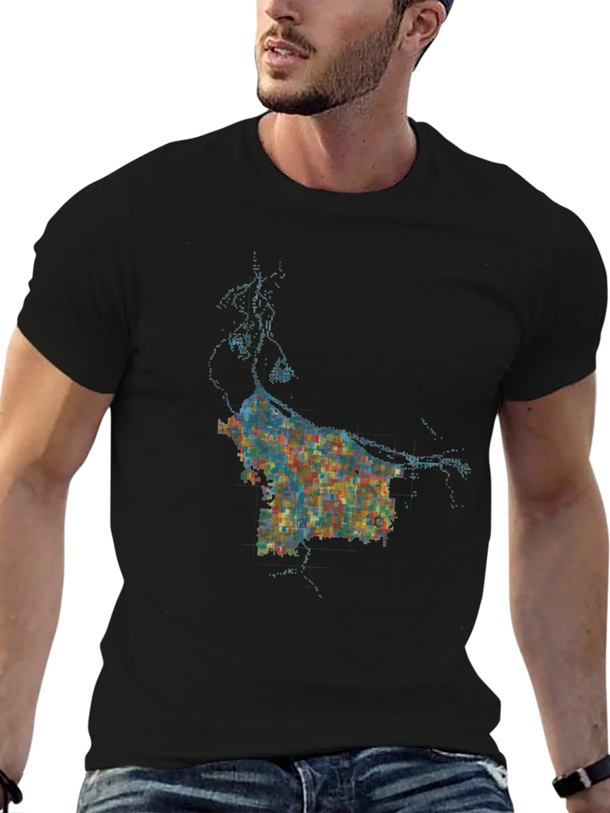 Abstract Cityscape Graphic Black T-Shirt product image 9