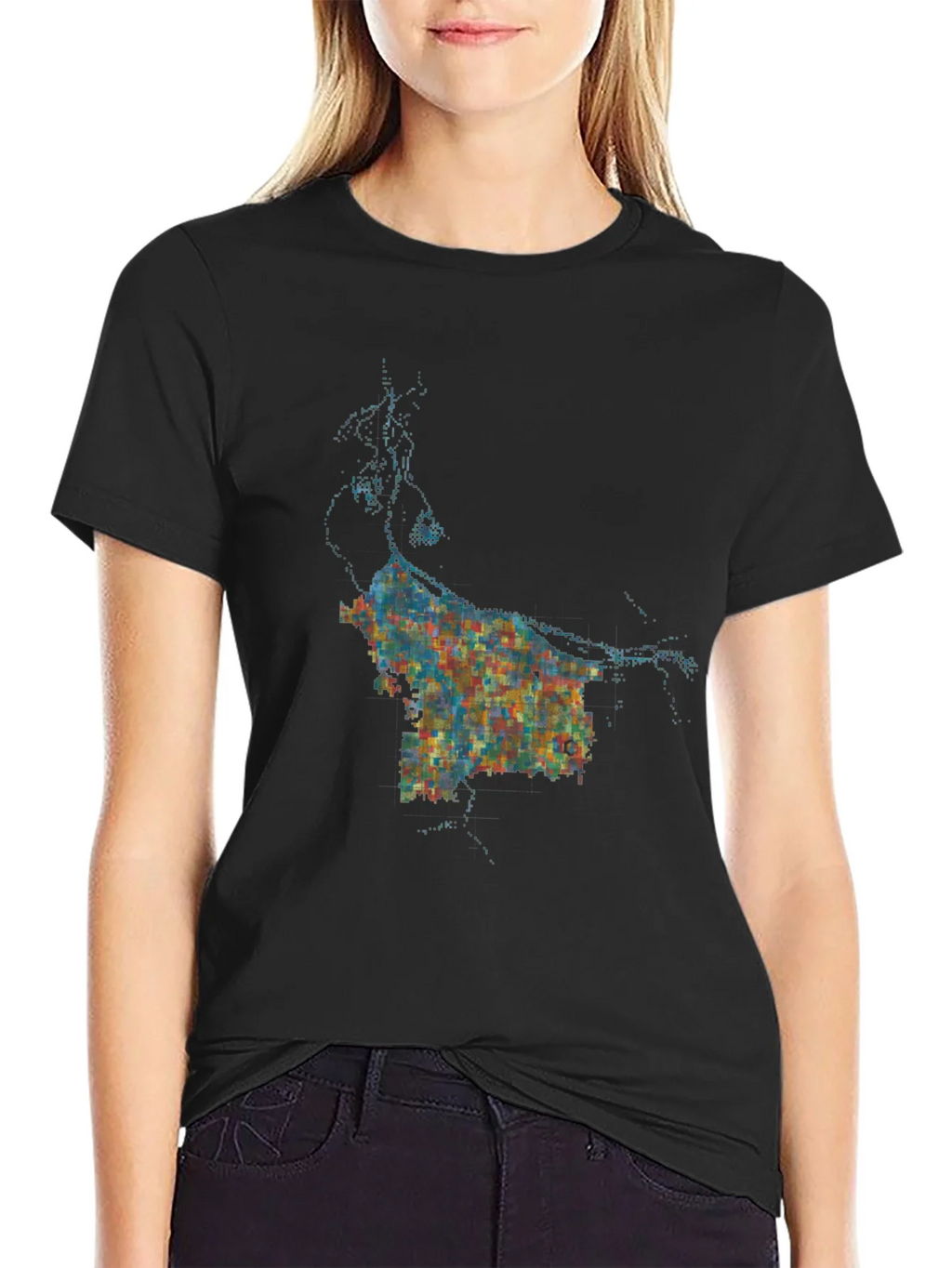 Abstract Cityscape Graphic Black T-Shirt product image 5