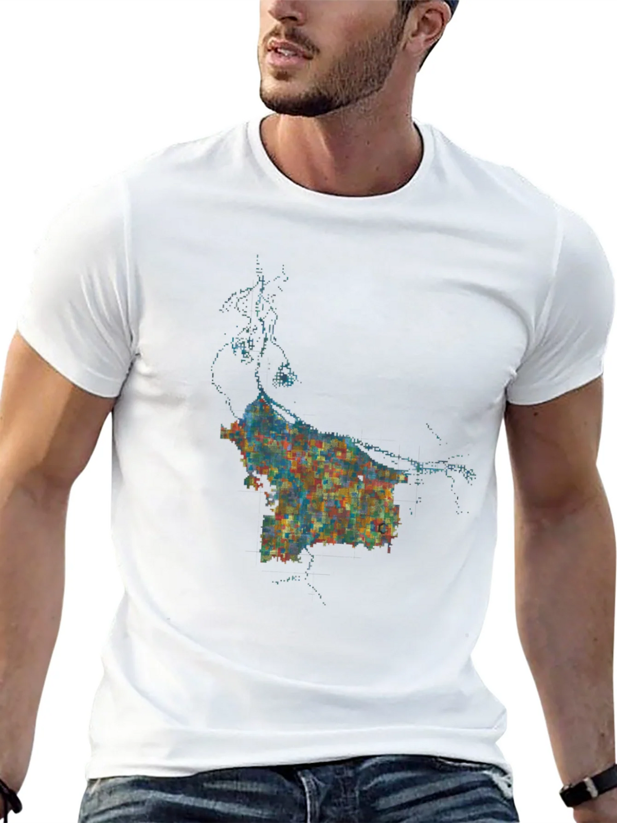 Abstract Cityscape Graphic Black T-Shirt product image 4