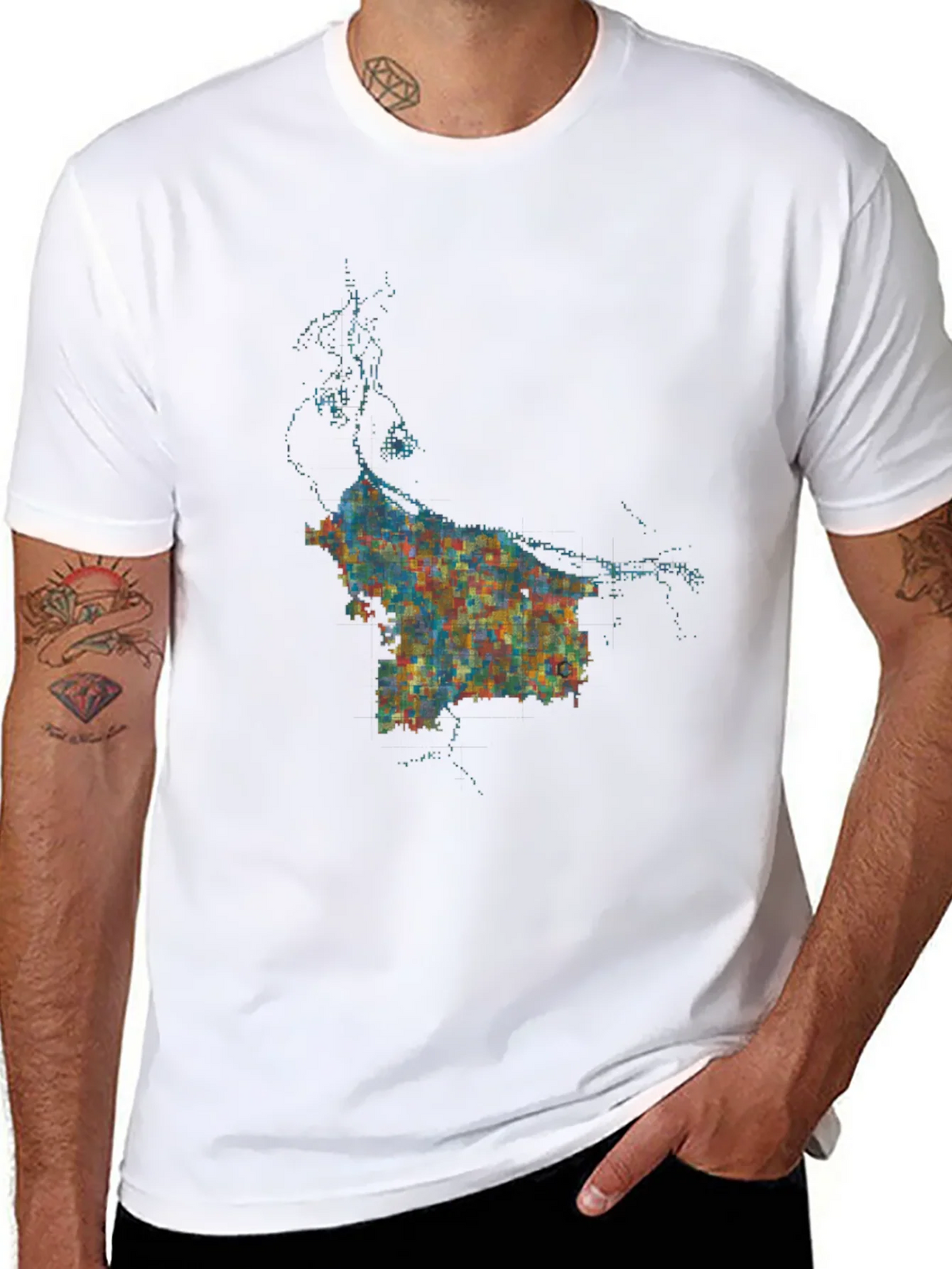 Abstract Cityscape Graphic Black T-Shirt product image 10
