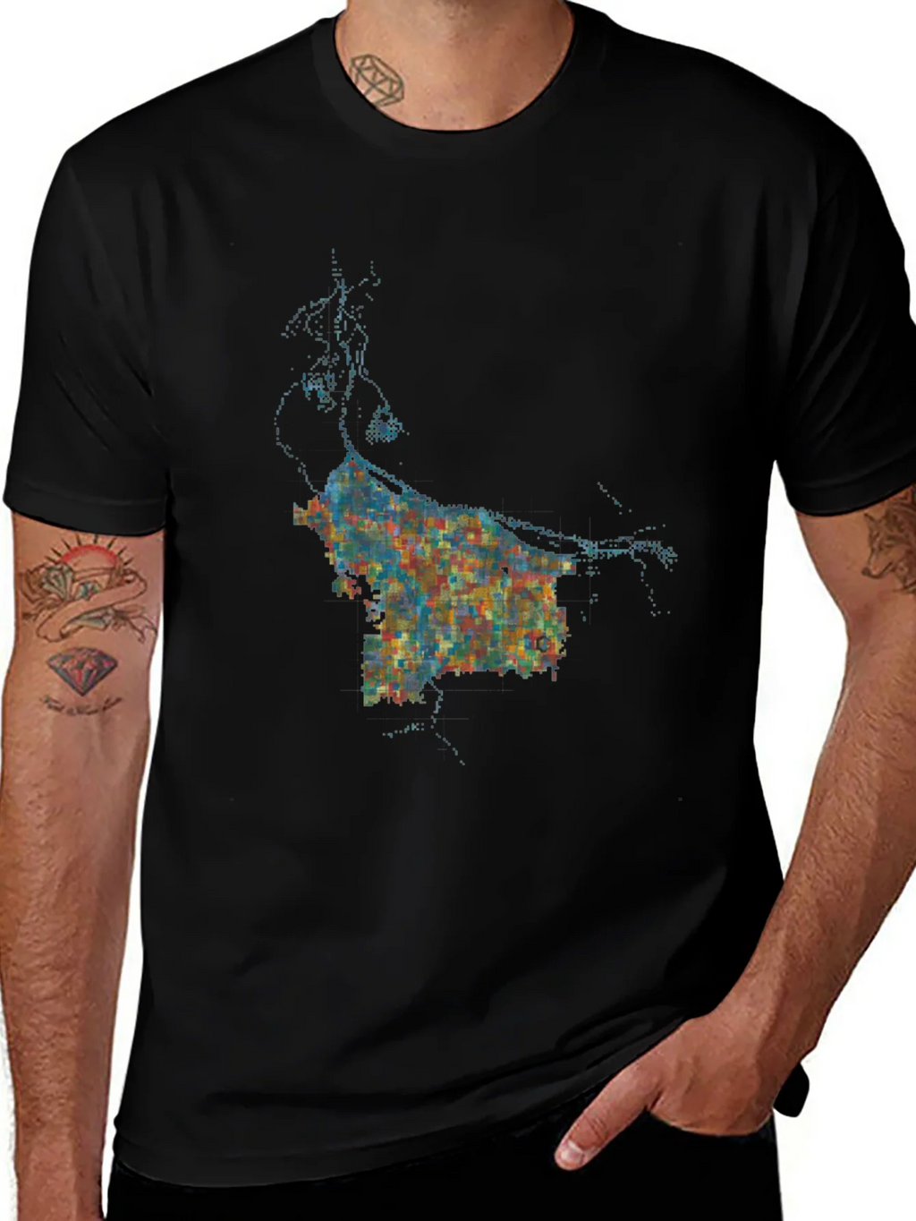 Abstract Cityscape Graphic Black T-Shirt product image 1
