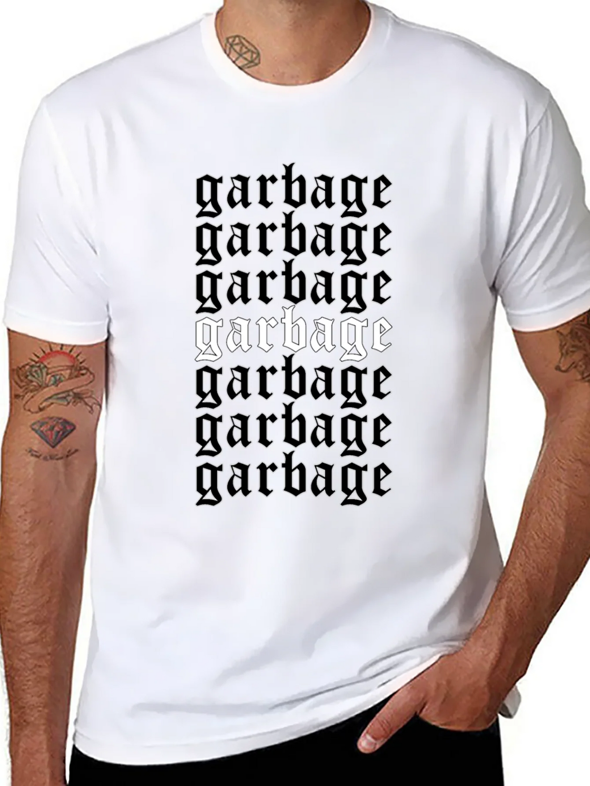 Garbage Text Graphic Print Black T-Shirt product image 2