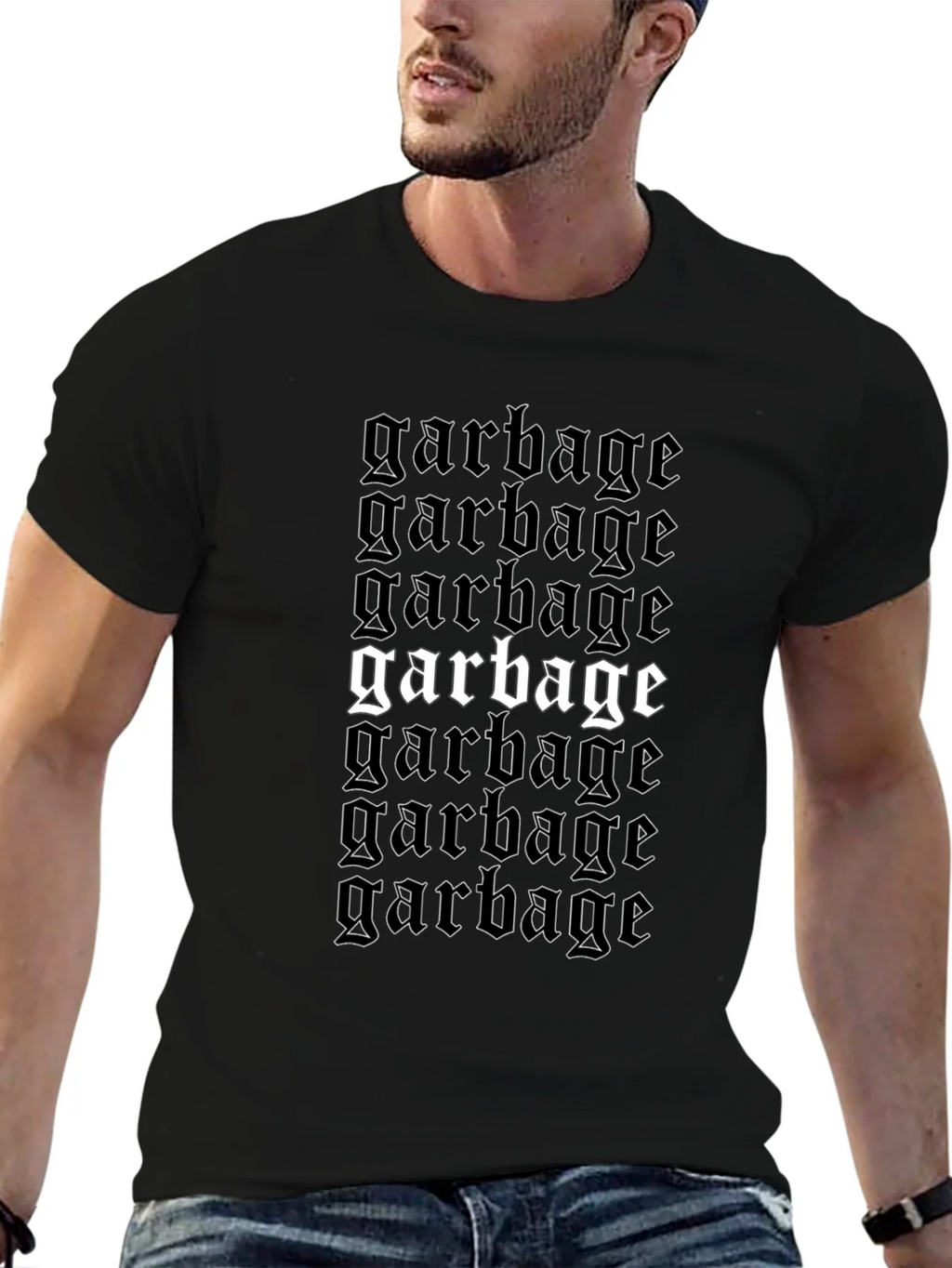 Garbage Text Graphic Print Black T-Shirt product image 1