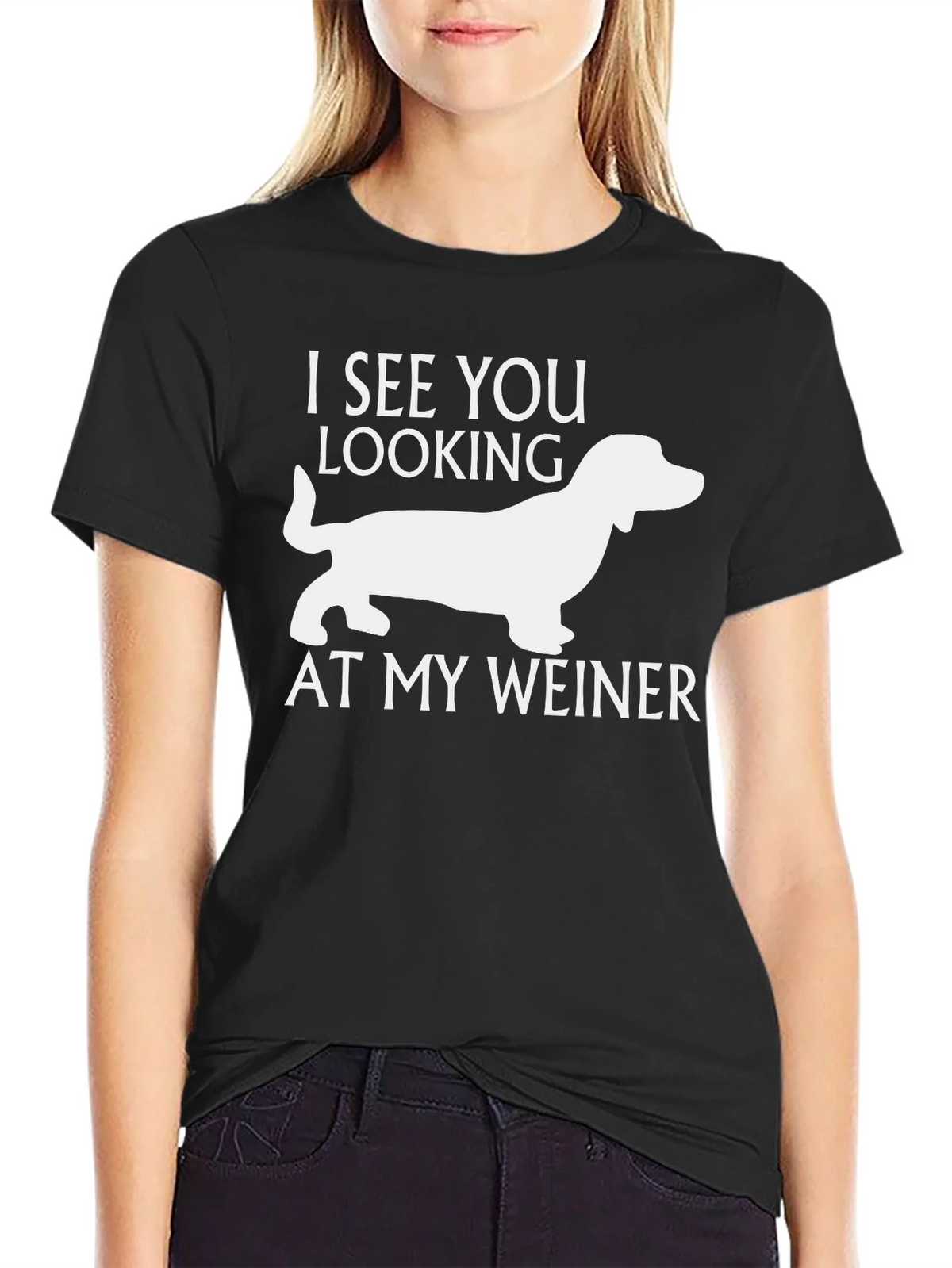 Funny Weiner Dog T-Shirt - I See You Looking! product image 5