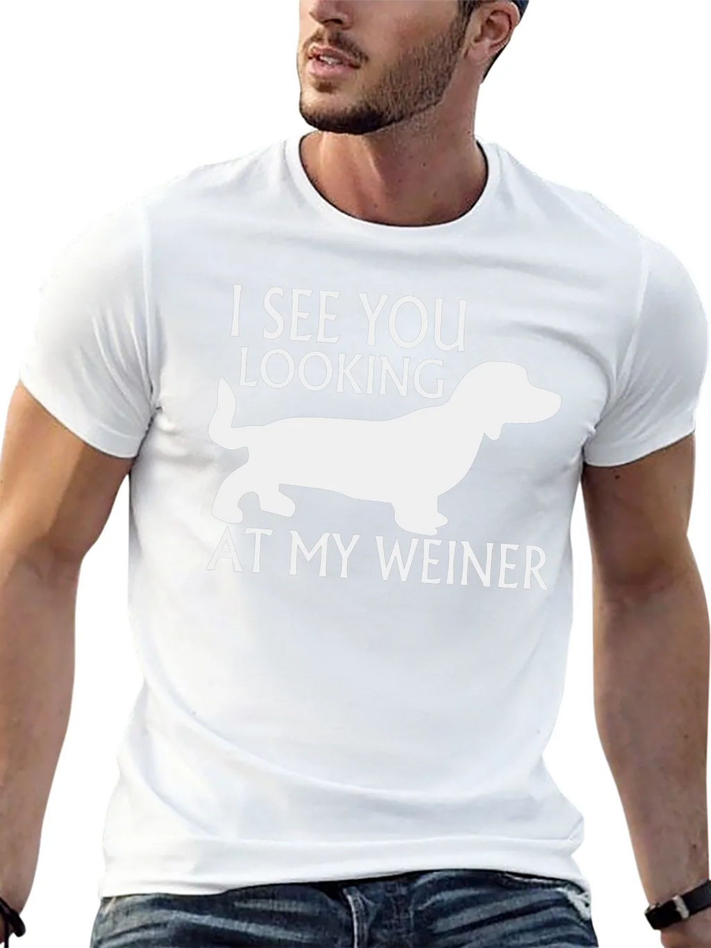 Funny Weiner Dog T-Shirt - I See You Looking! product image 4