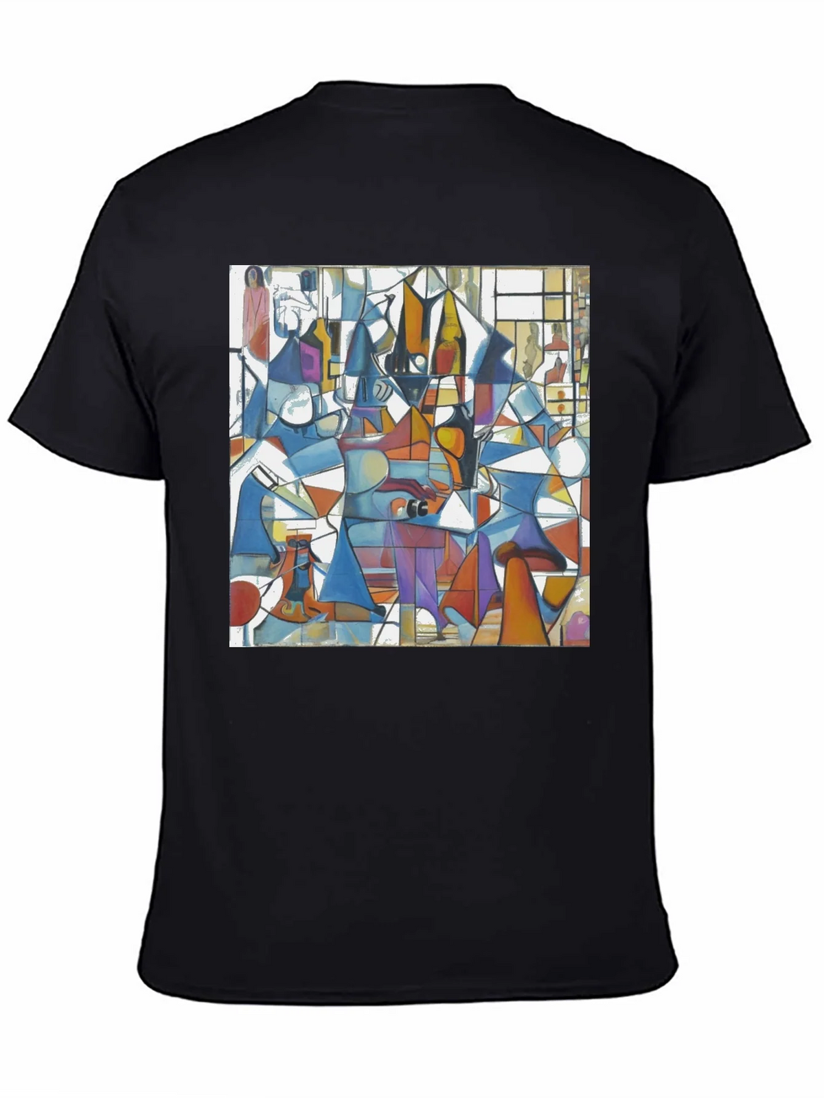 Abstract Geometric Print Tee - Modern Art Black T-Shirt product image 6