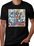 Abstract Geometric Print Tee - Modern Art Black T-Shirt product image 1