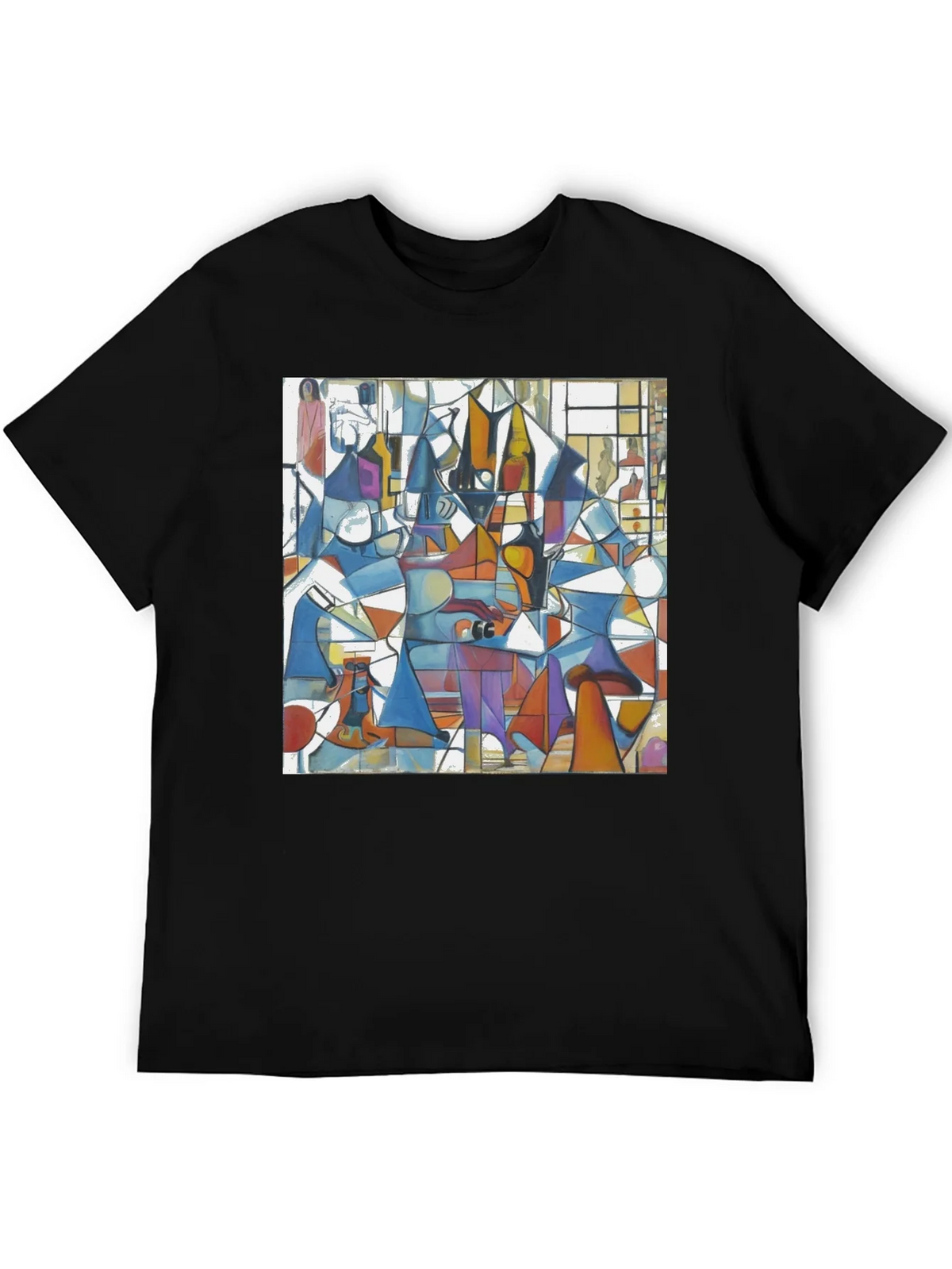 Abstract Geometric Print Tee - Modern Art Black T-Shirt product image 7
