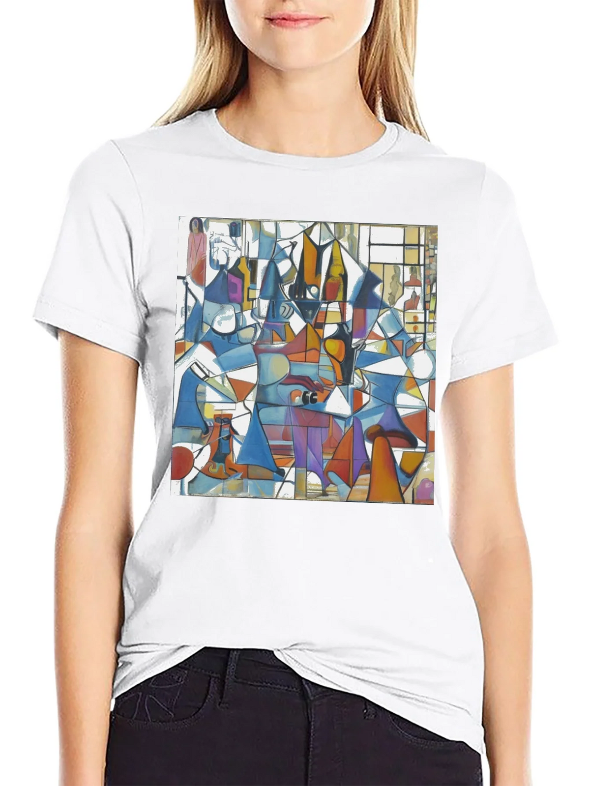 Abstract Geometric Print Tee - Modern Art Black T-Shirt product image 9