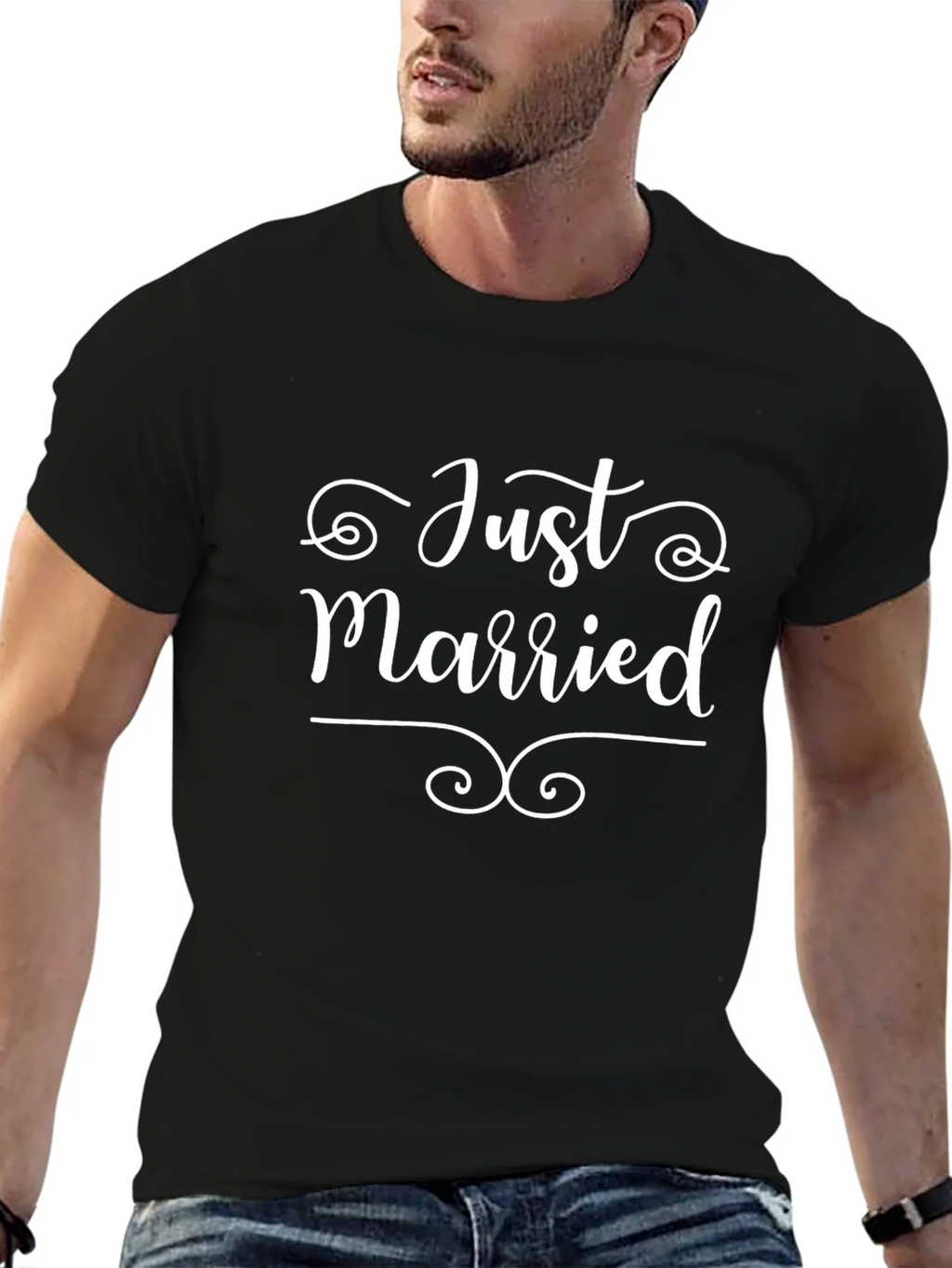 Just Married Graphic Tee - Black Crew Neck Shirt product image 5