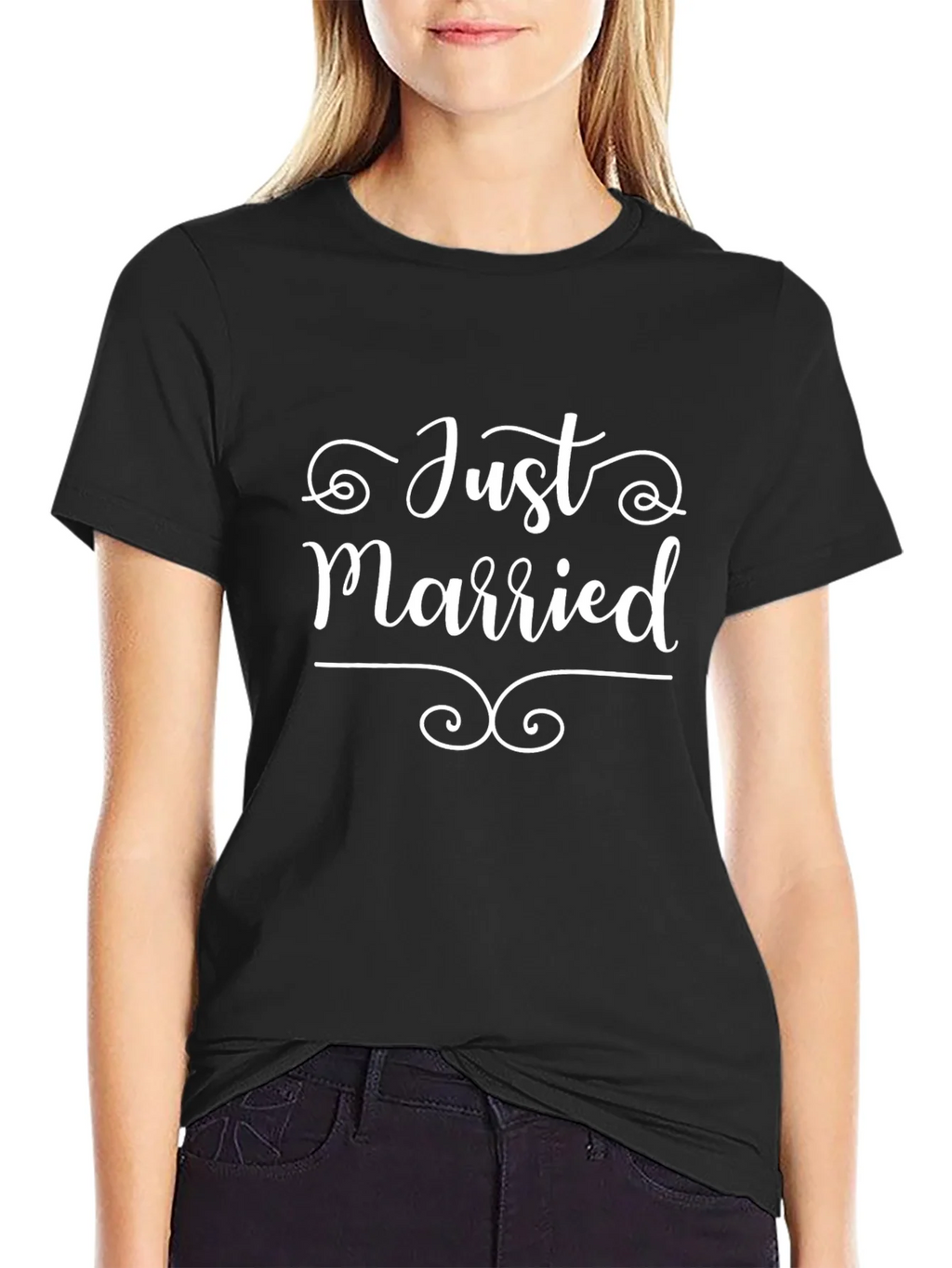 Just Married Graphic Tee - Black Crew Neck Shirt product image 2