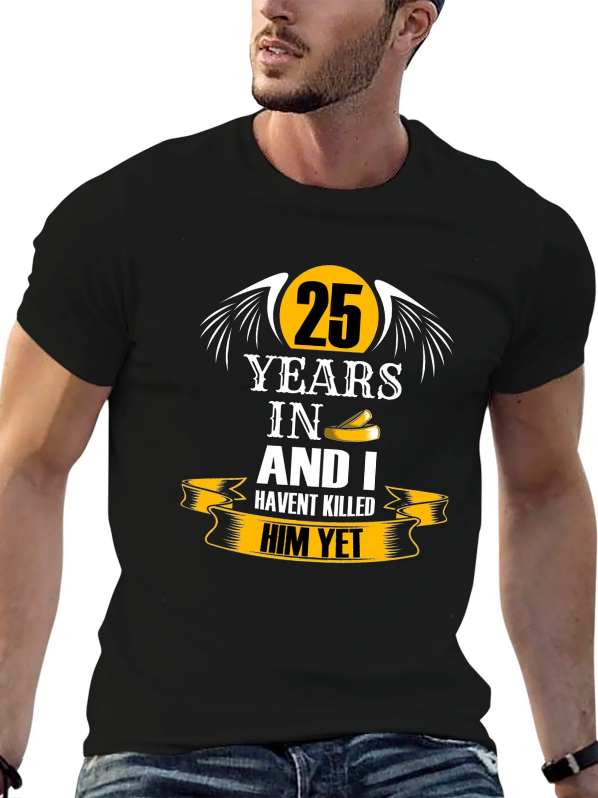 25 Years Anniversary Humor Black T-Shirt product image 9
