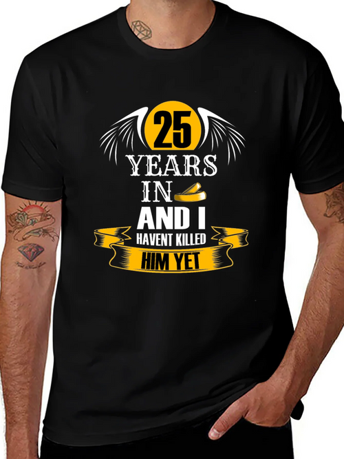 25 Years Anniversary Humor Black T-Shirt product image 1