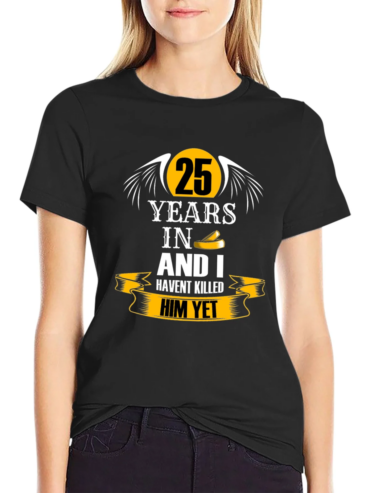 25 Years Anniversary Humor Black T-Shirt product image 5