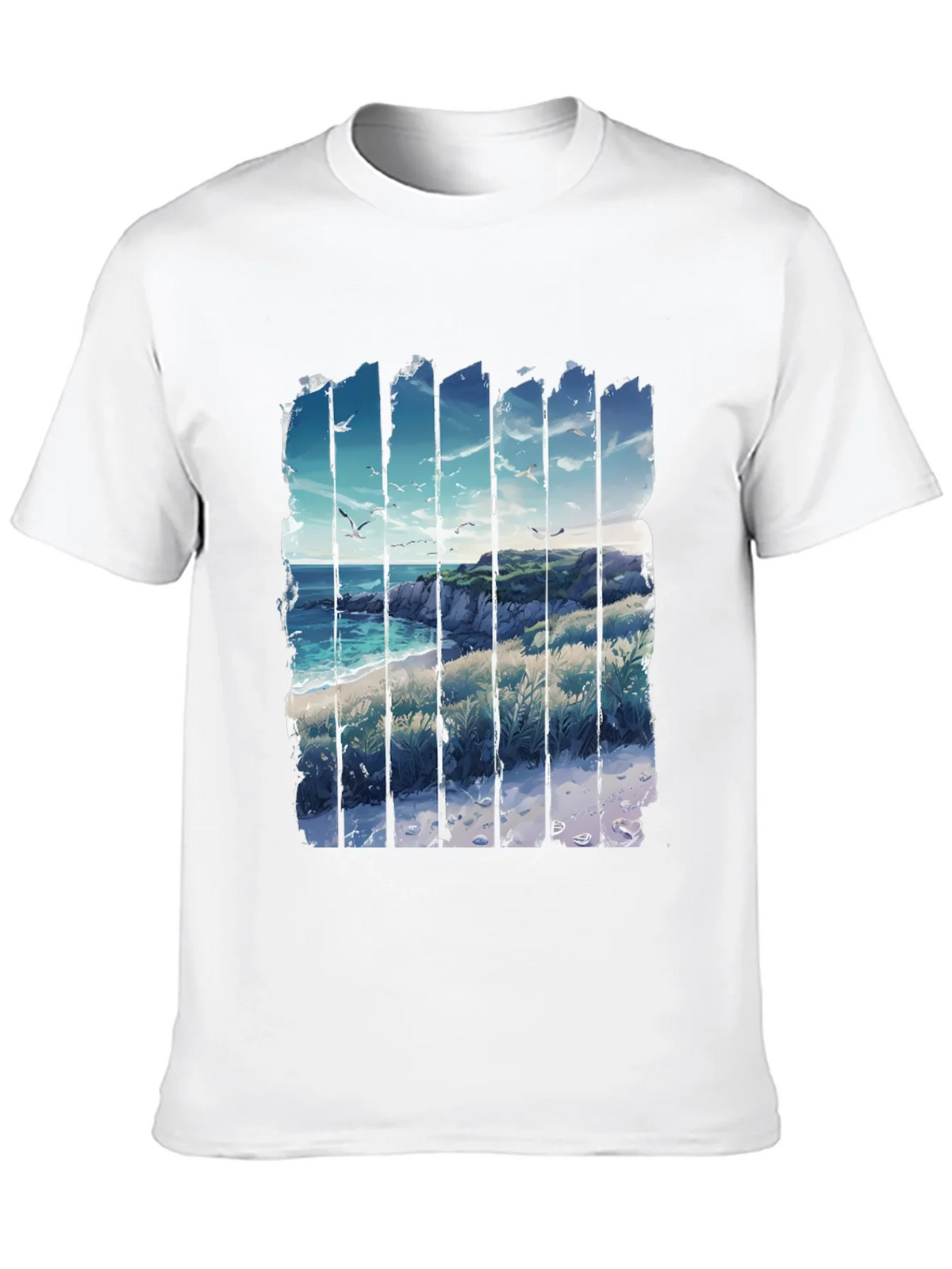 Coastal Vista Graphic Tee - Black Cotton T-Shirt product image 12