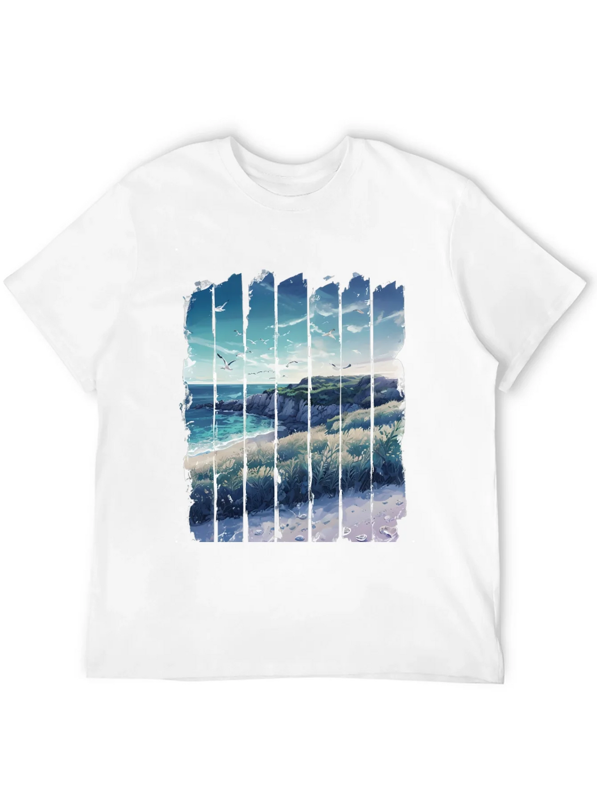 Coastal Vista Graphic Tee - Black Cotton T-Shirt product image 3