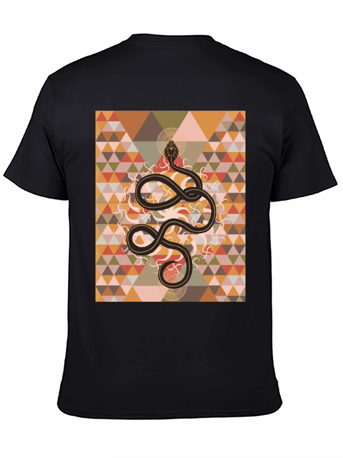 Geometric Snake Print Black T-Shirt product image 7