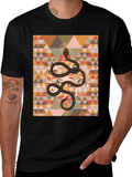 Geometric Snake Print Black T-Shirt product image 1