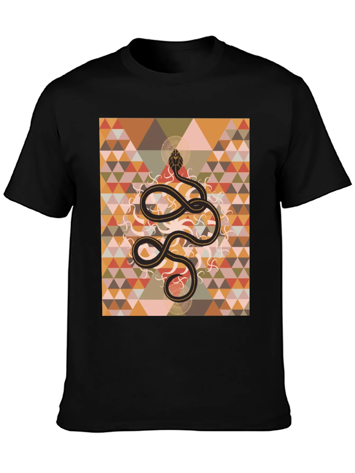 Geometric Snake Print Black T-Shirt product image 6