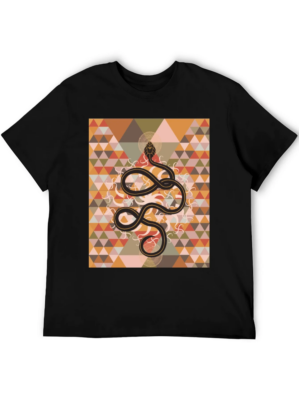 Geometric Snake Print Black T-Shirt product image 8