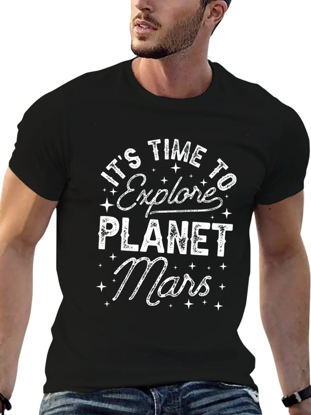 Explore Planet Mars Black Graphic T-Shirt product image 6