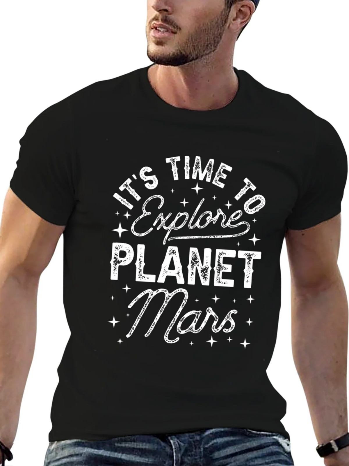Explore Planet Mars Black Graphic T-Shirt product image 6