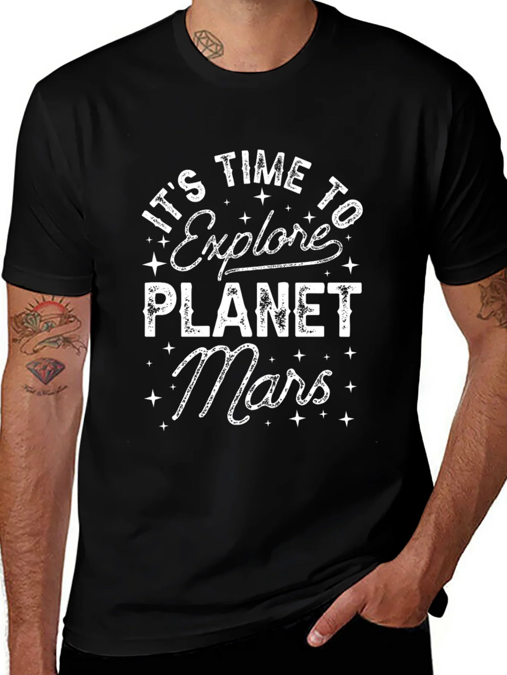 Explore Planet Mars Black Graphic T-Shirt product image 1
