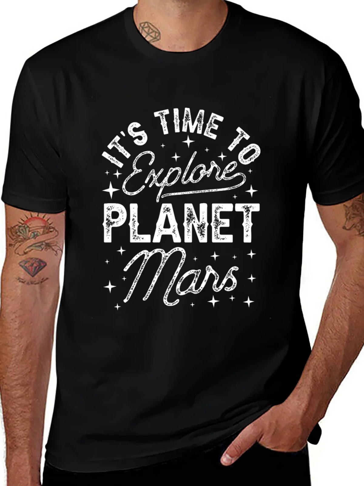 Explore Planet Mars Black Graphic T-Shirt product image 1