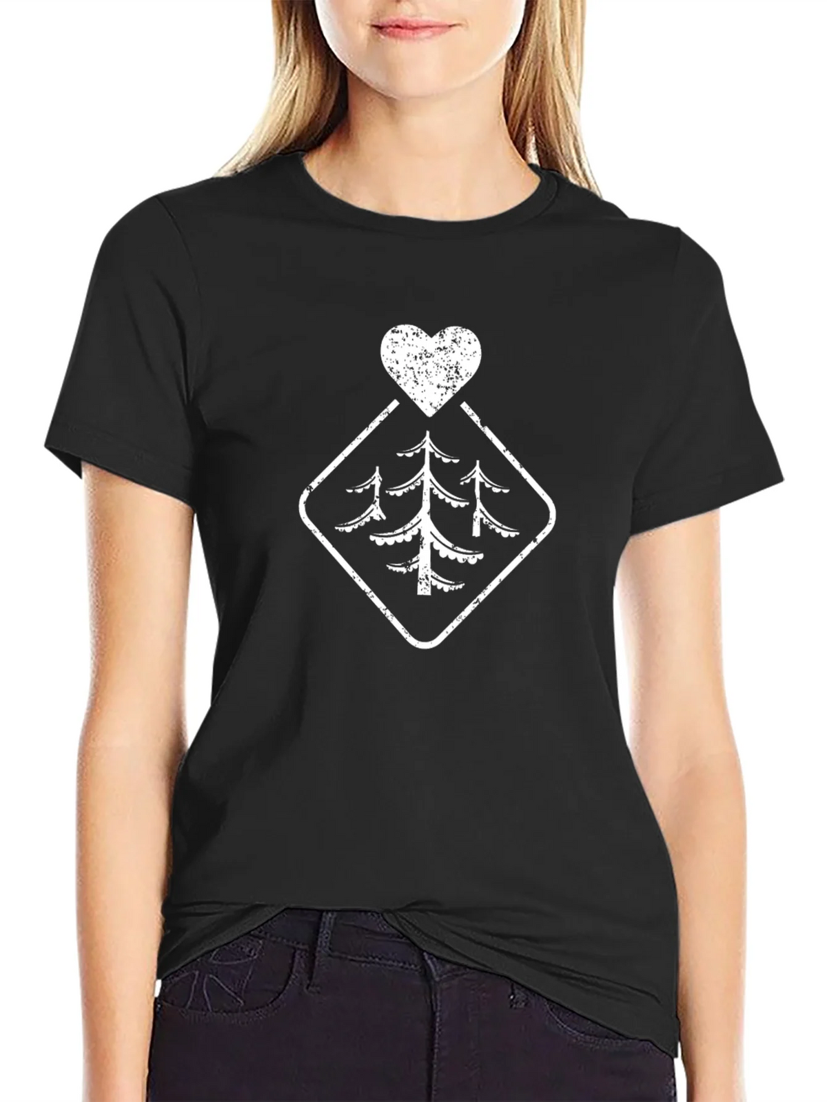 Rustic Tree Heart Graphic Tee - Black product image 5